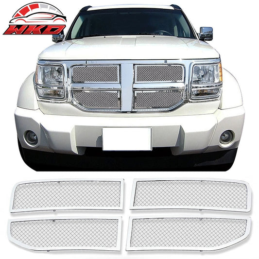 Wholesale 2007-2012 Dodge Nitro Front Bumper Upper Mesh Grille Insert Chrome 4PCS - Wikond Auto