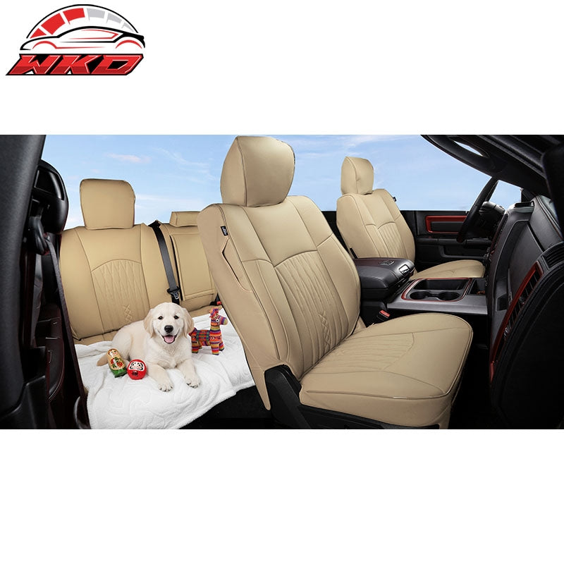 Fits 13-25 Dodge Ram 1500 13-26 2500 3500 Front Rear Seat Covers Full Set Beige