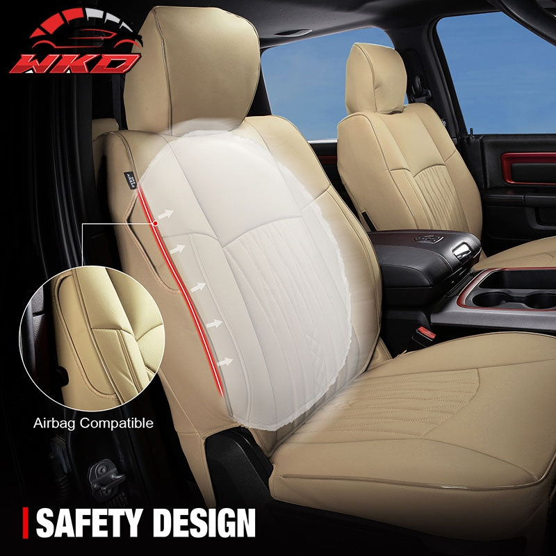 Fits 13-25 Dodge Ram 1500 13-26 2500 3500 Front Rear Seat Covers Full Set Beige