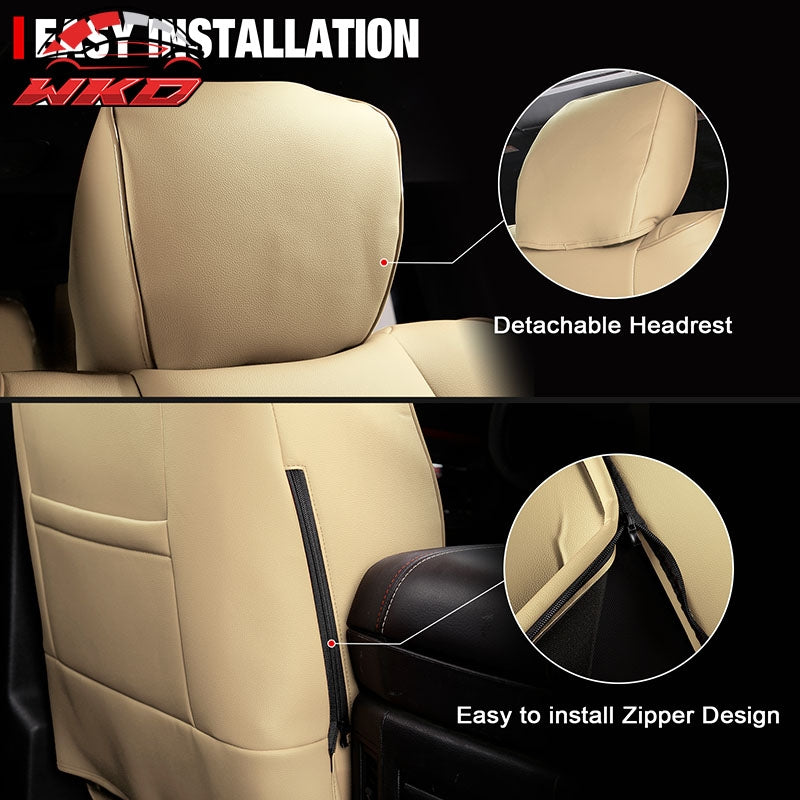 Fits 13-25 Dodge Ram 1500 13-26 2500 3500 Front Rear Seat Covers Full Set Beige