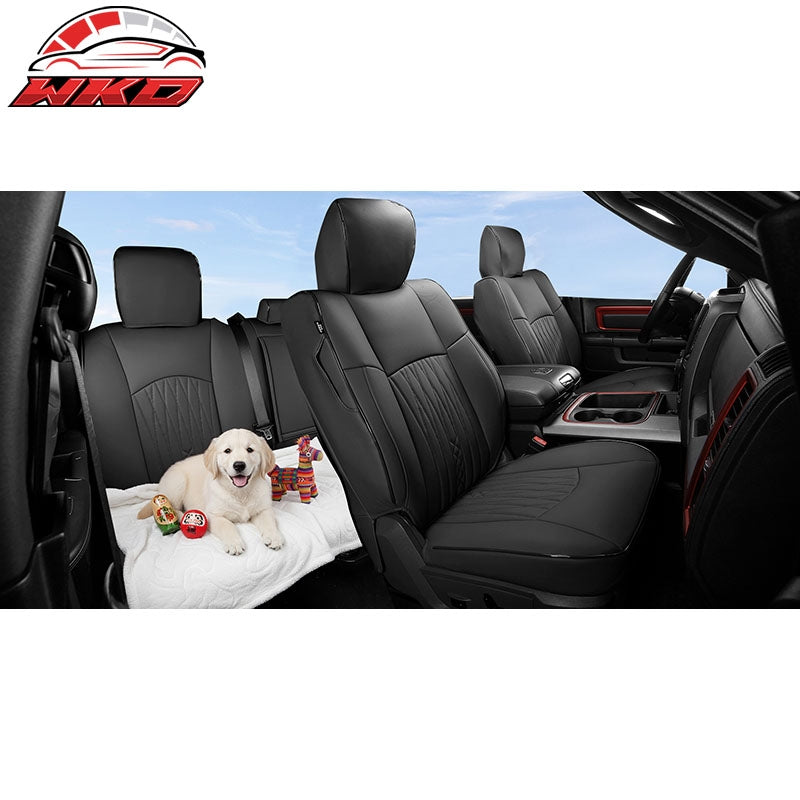 Fits 13-25 Dodge Ram 1500 13-26 2500 3500 Front Rear Seat Covers Full Set Black