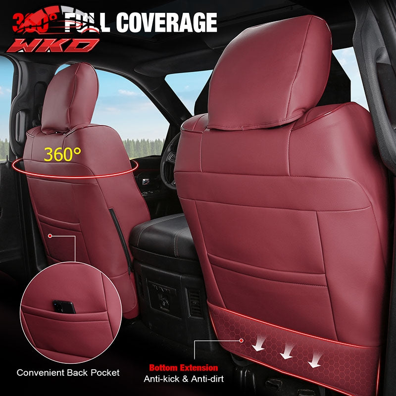 Fits 13-25 Dodge Ram 1500 13-26 2500 3500 Front Row Seat Covers Protector Red