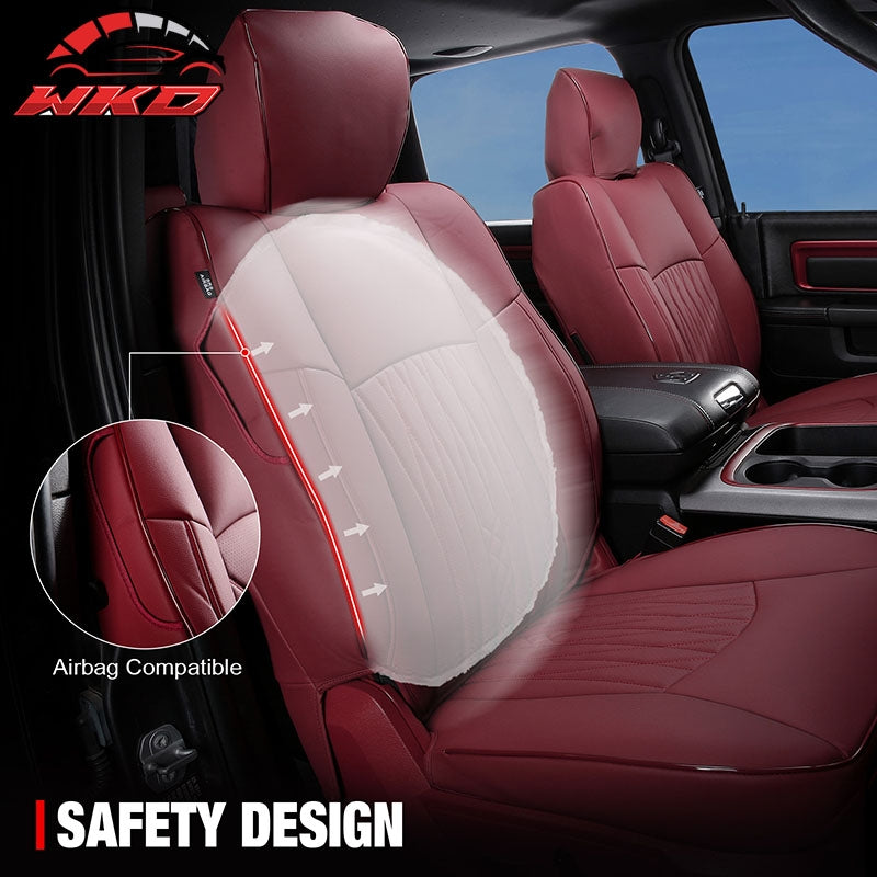 Fits 13-25 Dodge Ram 1500 13-26 2500 3500 Front Row Seat Covers Protector Red