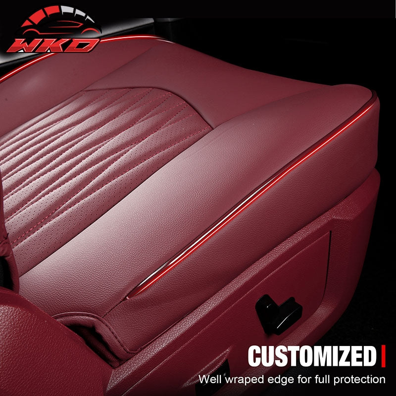 Fits 13-25 Dodge Ram 1500 13-26 2500 3500 Front Row Seat Covers Protector Red