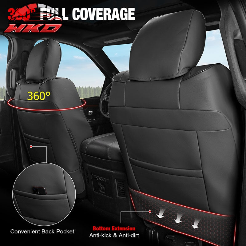 Fits 13-25 Dodge Ram 1500 13-26 2500 3500 Front Row Seat Covers Protector Black