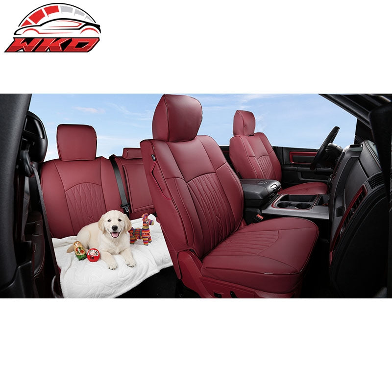 Fits 13-25 Dodge Ram 1500 13-26 2500 3500 Seat Covers Protector Full Set Red