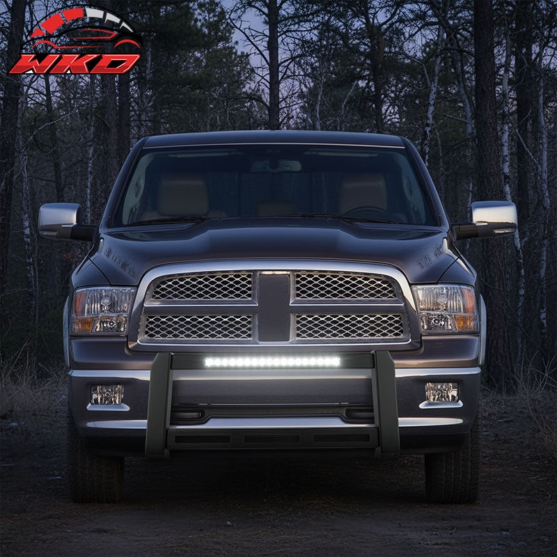 Fits 09-18 Dodge Ram 1500 19-23 Classic Bull Bar Bumper Grille Guard W/LED Light