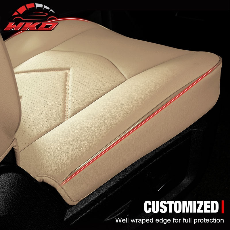Fits 19-26 Dodge Ram 1500 Crew Cab Pickup Front Row Seat Covers Protector Beige