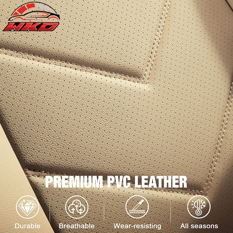 Fits 19-26 Dodge Ram 1500 Crew Cab Pickup Front Row Seat Covers Protector Beige