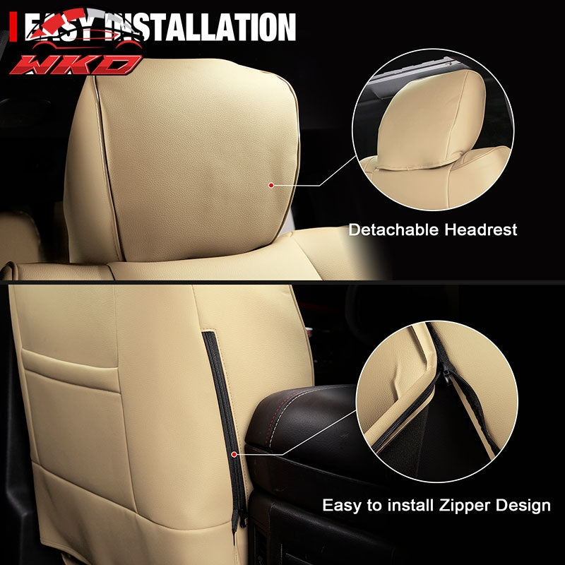 Fits 19-26 Dodge Ram 1500 Crew Cab Pickup Front Row Seat Covers Protector Beige
