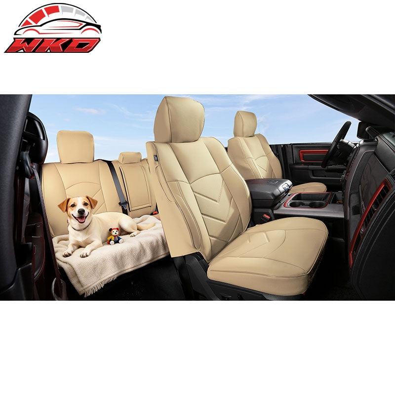 Fits 19-26 Dodge Ram 1500 Crew Cab Pickup Seat Covers Full Set Protector Beige