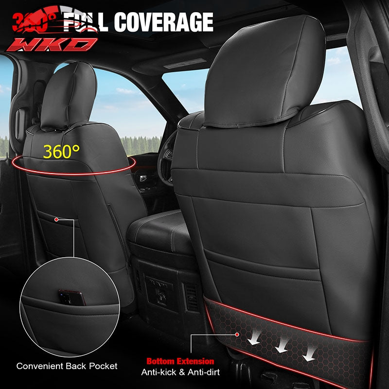 Fits 19-26 Dodge Ram 1500 Crew Cab Pickup Seat Covers Full Set Protector Black
