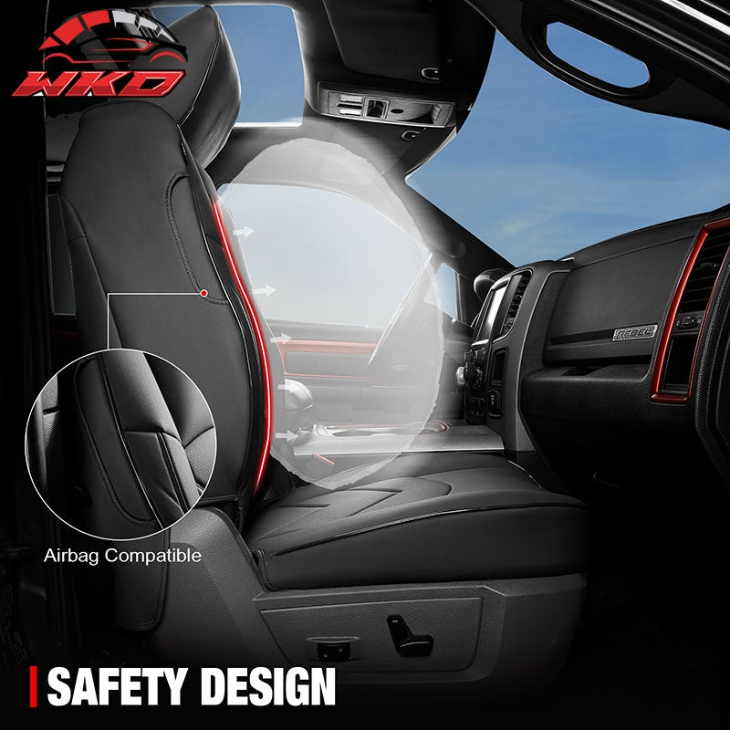 Fits 19-26 Dodge Ram 1500 Crew Cab Pickup Seat Covers Full Set Protector Black