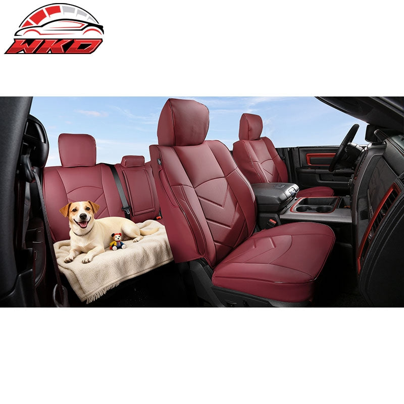 Fits 19-26 Dodge Ram 1500 Crew Cab Pickup Seat Covers Full Set Red Protector