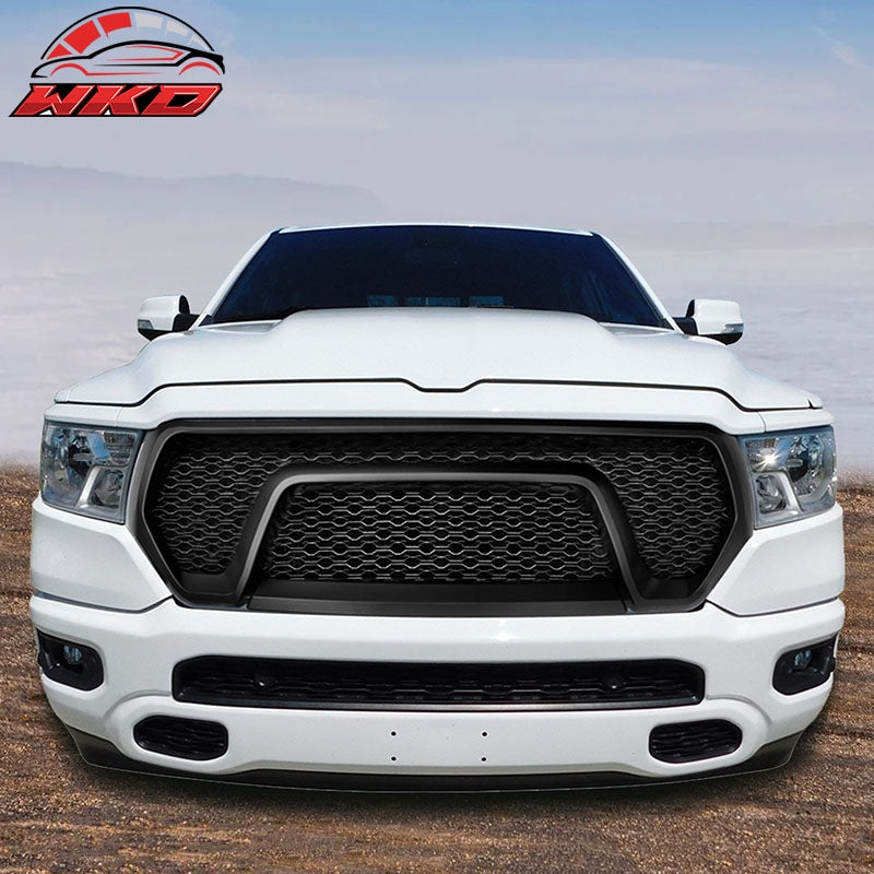 Fits 19-24 Dodge Ram 1500 Rebel Style Front Hood Grille Replacement - Unpainted