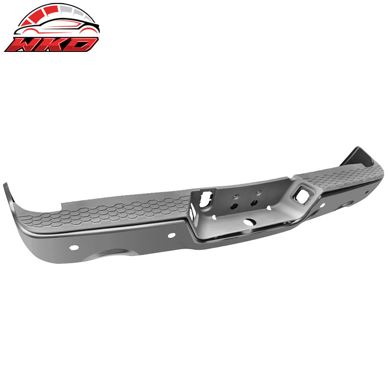 Fits 09-18 Dodge 1500 Unpainted Rear Step Bumper w/ Dual Exhaust & Sensor Holes