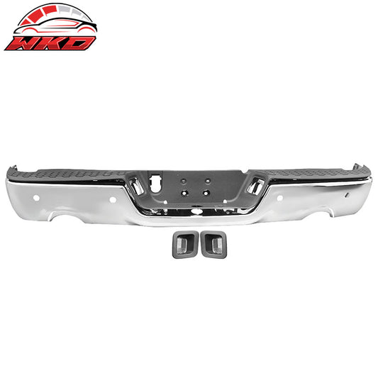 Wholesale 09-18 Dodge 1500 Chrome Rear Step Bumper w/ Dual Exhaust & Sensor Holes