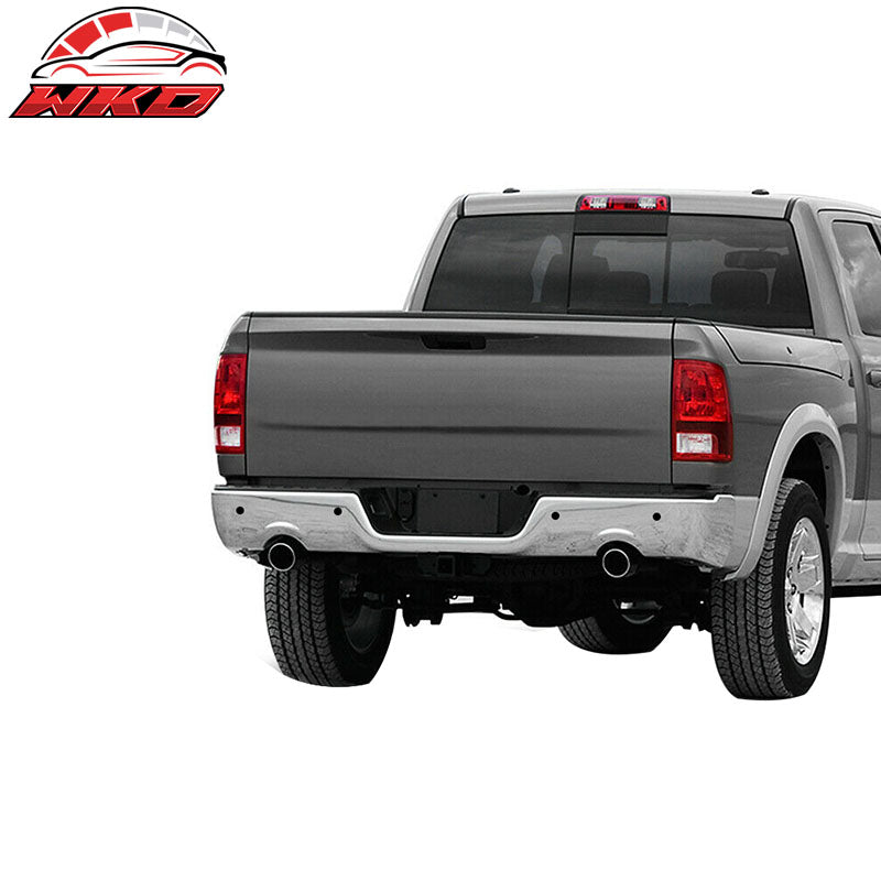 Fits 09-18 Dodge 1500 Chrome Rear Step Bumper w/ Dual Exhaust & Sensor Holes