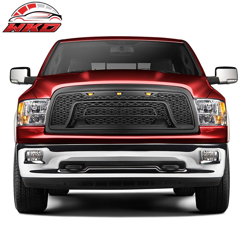 Fits 09-12 Dodge Ram 1500 Front Upper Grille Guard W/Signal Lights Matte Black