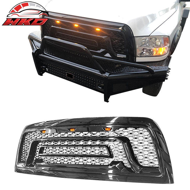 Fits 10-18 Dodge Ram 2500 3500 Front Grille Guard w/ Signal Light Gloss Black