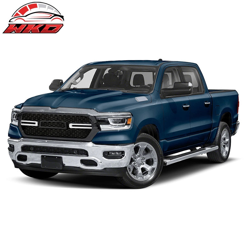 Fits 19-24 Dodge Ram 1500 Front Bumper Upper Mesh Grille W/White LED Gloss Black