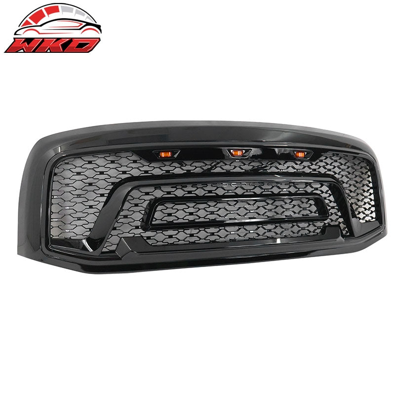 Fits 06-09 Dodge Ram 1500 2500 3500 Gloss Black Front Grille With Signal Lights
