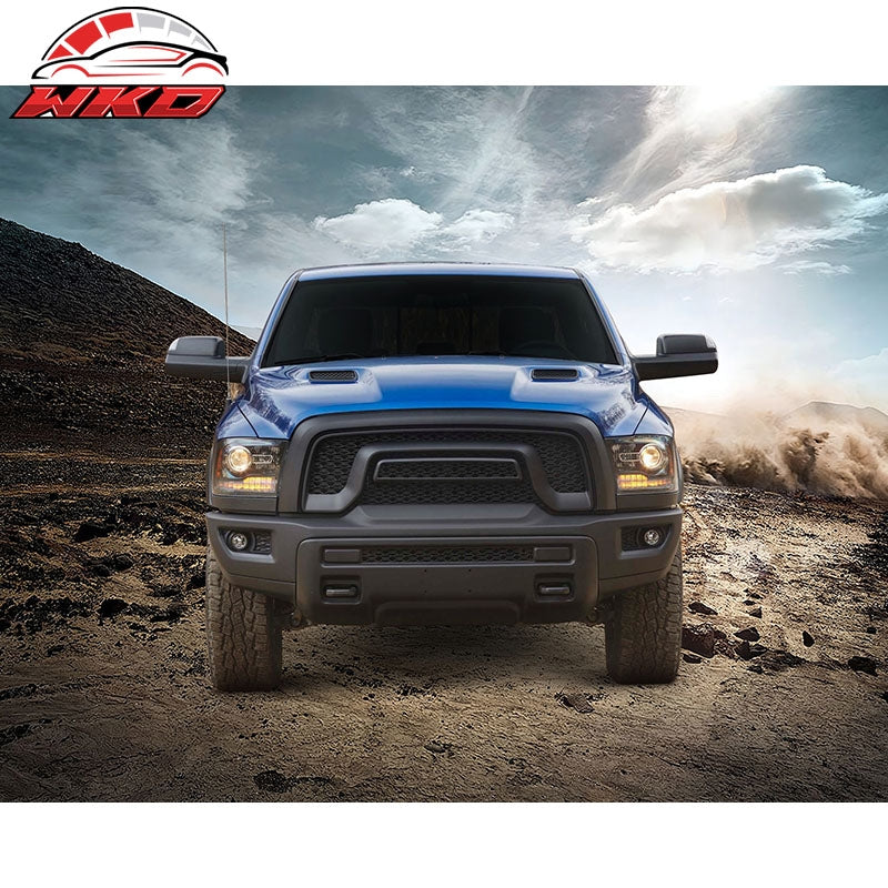 Fits 15-18 Dodge Ram 1500 Rebel Front Bumper Grille Hood Grill Matte Black