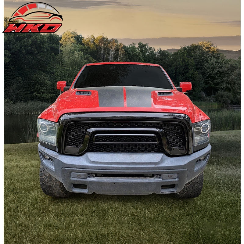 Fits 15-18 Dodge Ram 1500 Rebel Front Bumper Hood Upper Mesh Grille Gloss Black