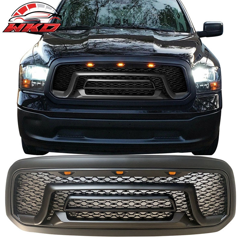 Wholesale 13-24 Dodge Ram 1500 Rebel Style Front Bumper Hood Mesh Grille Matte Black