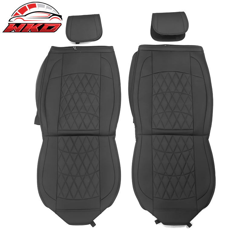 For 09-23 Dodge Ram 1500 2500 3500 Black Seat Covers PU Leather 5-Seat Bench Pad
