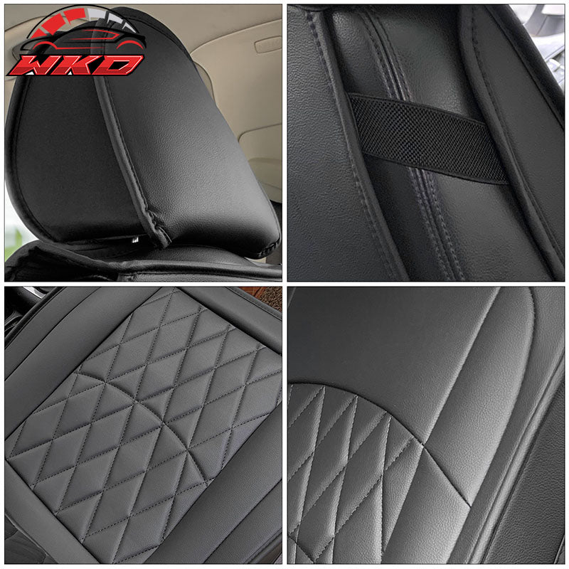 For 09-23 Dodge Ram 1500 2500 3500 Black Seat Covers PU Leather 5-Seat Bench Pad