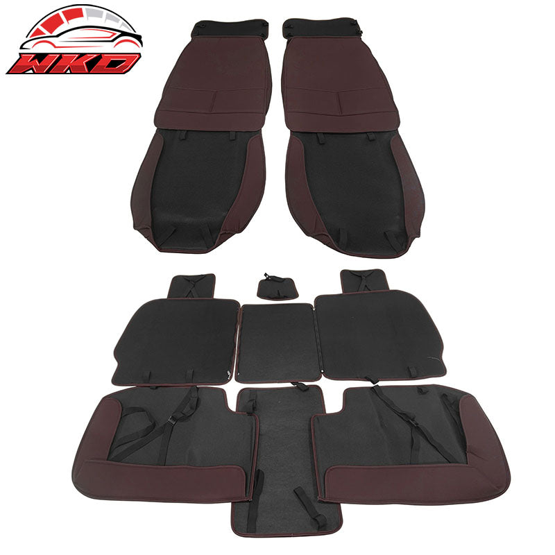 For 09-23 Dodge Ram 1500 2500 3500 Brown Seat Covers PU Leather 5-Seat Bench Pad