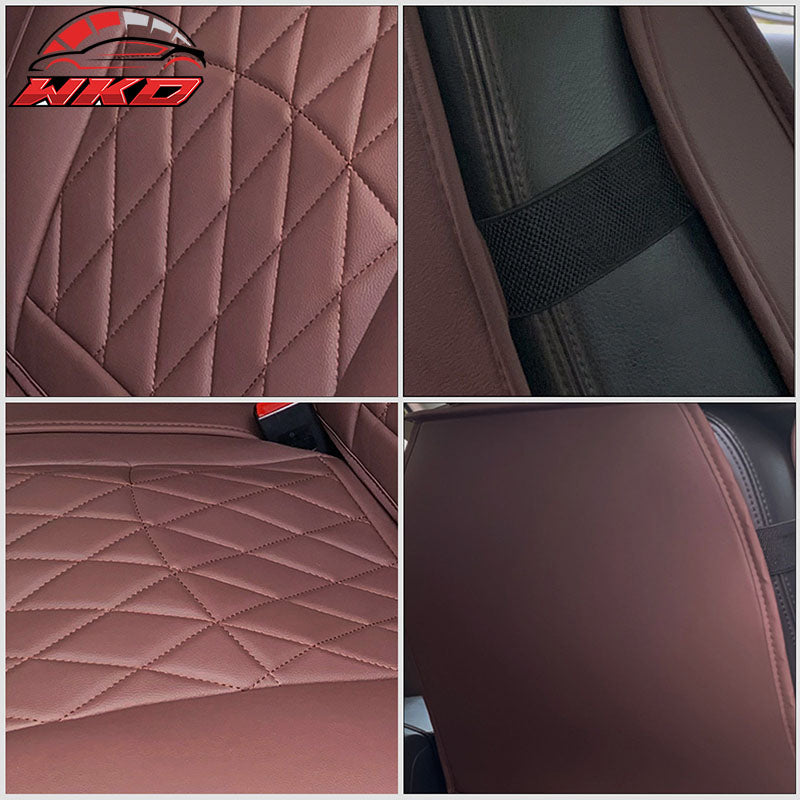For 09-23 Dodge Ram 1500 2500 3500 Brown Seat Covers PU Leather 5-Seat Bench Pad