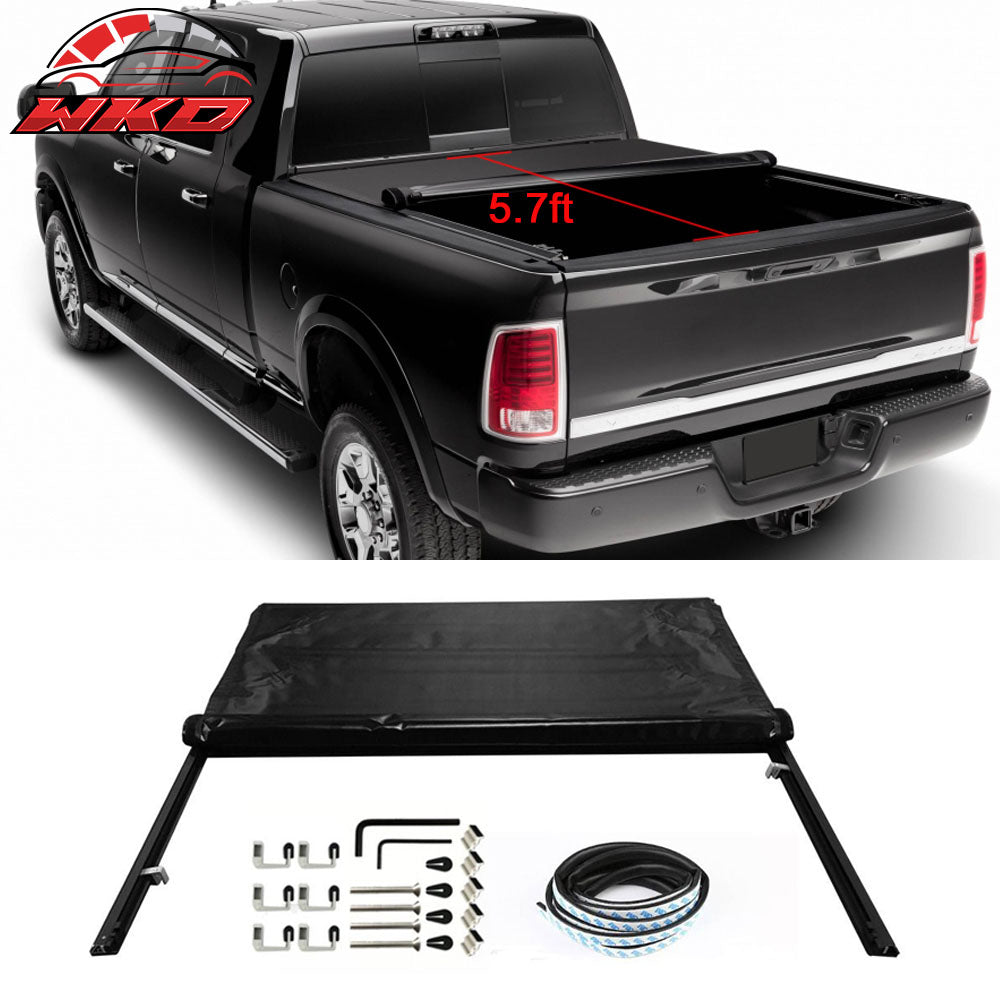Fits 09-17 Dodge Ram 1500 10-17 2500 3500 5.7ft Roll Up Soft Tonneau Cover Viny