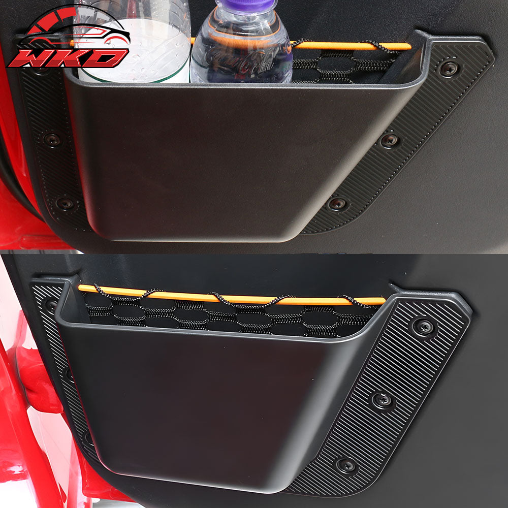 Fits 21-25 Ford Bronco 4-Door Black Rear Door Storage Pockets Box TPE + ABS