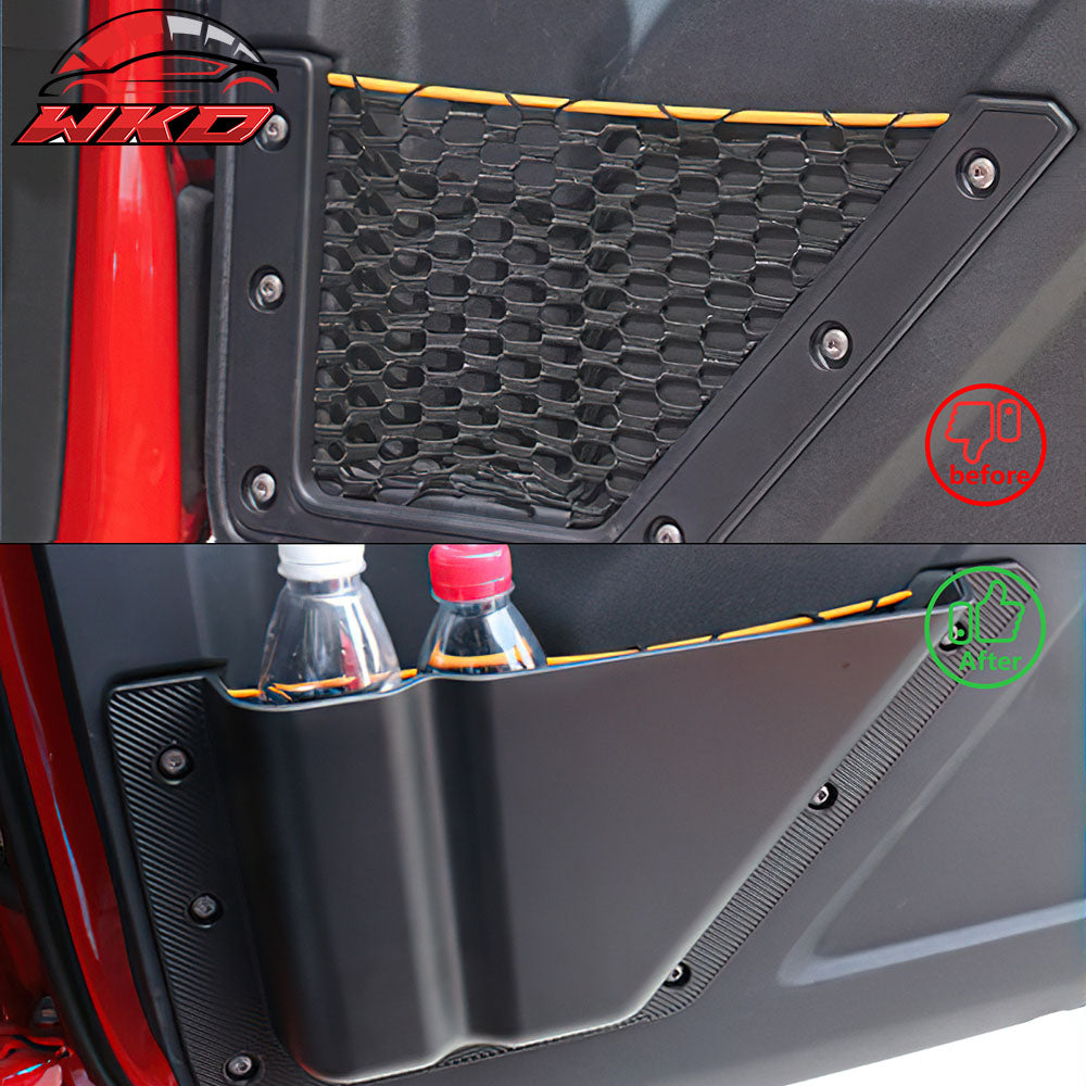 Fits 21-25 Ford Bronco 4Dr Black Front & Rear Door Storage Pockets Box TPE + ABS