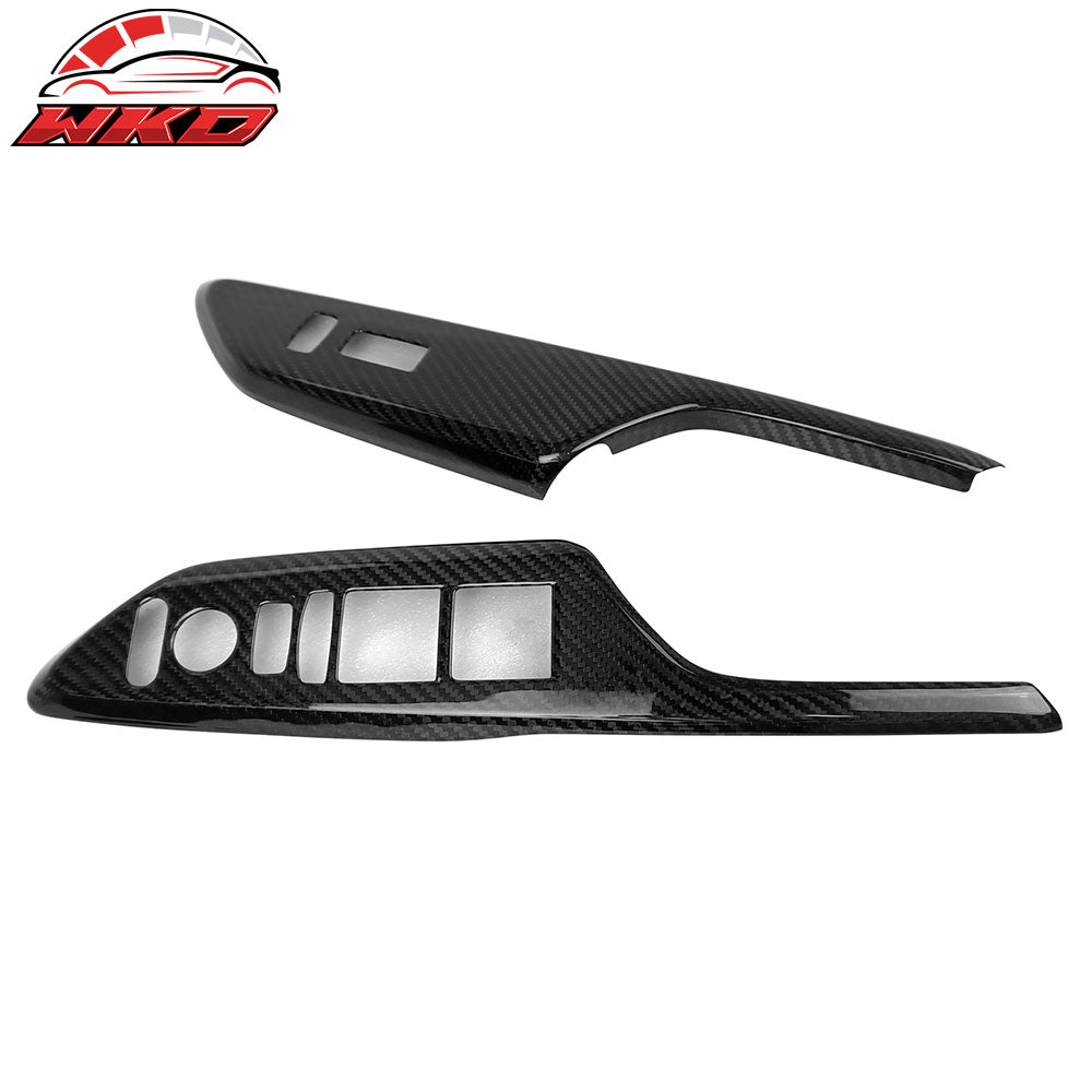 Fits 16-21 Honda Civic 4Dr Door Window Lift Switch Cover Panel Trim Carbon Fiber