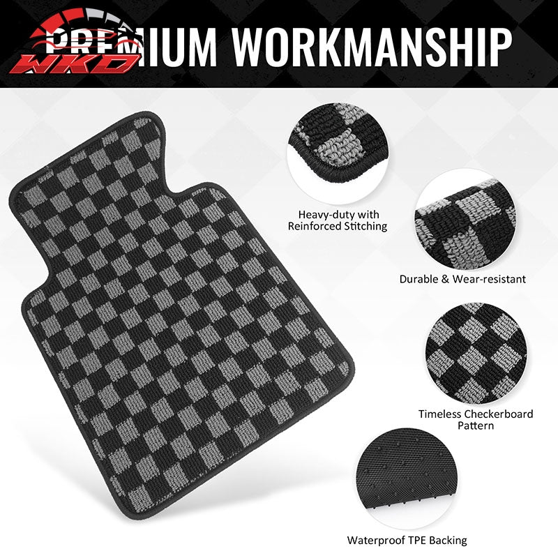 99-06 E46 3-Series M3 Floor Mats Carpets Checkered Black Gray Plaid FOR: (BMW)