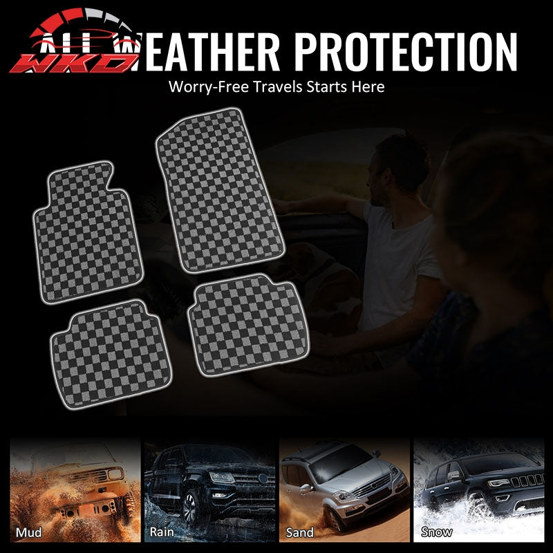 99-06 E46 3-Series M3 Floor Mats Carpets Checkered Black Gray Plaid FOR: (BMW)