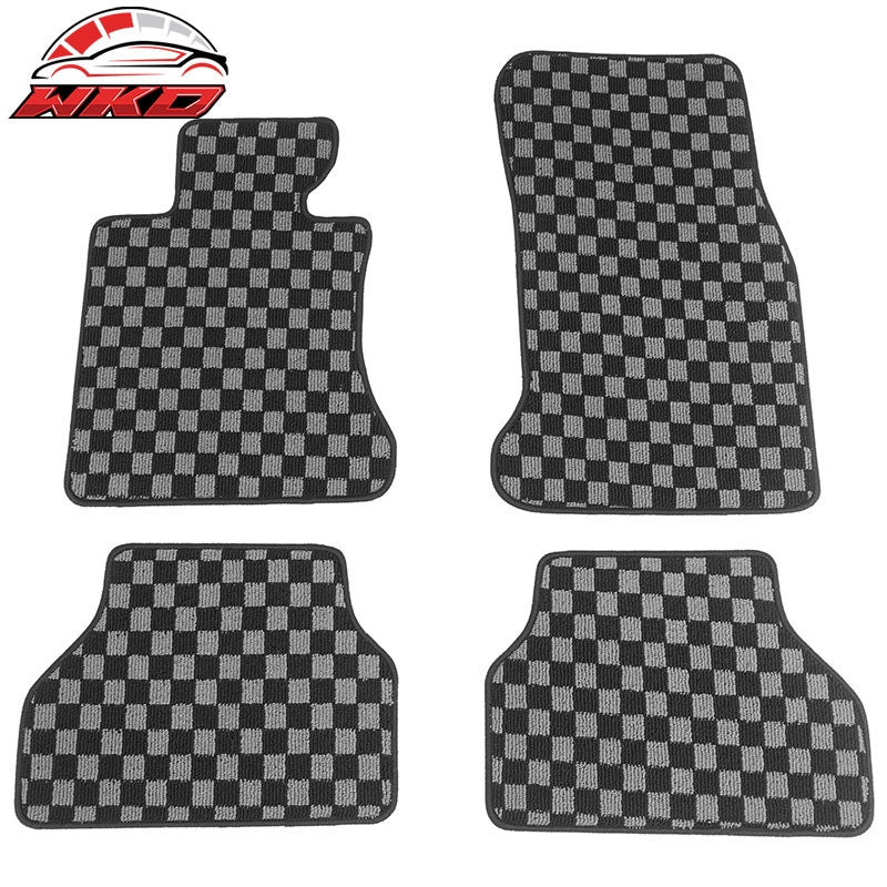 Wholesale 05-10 E60 5 Series 4PCS Floor Mats Carpets Checkered Black Gray Plaid FOR: (BMW)