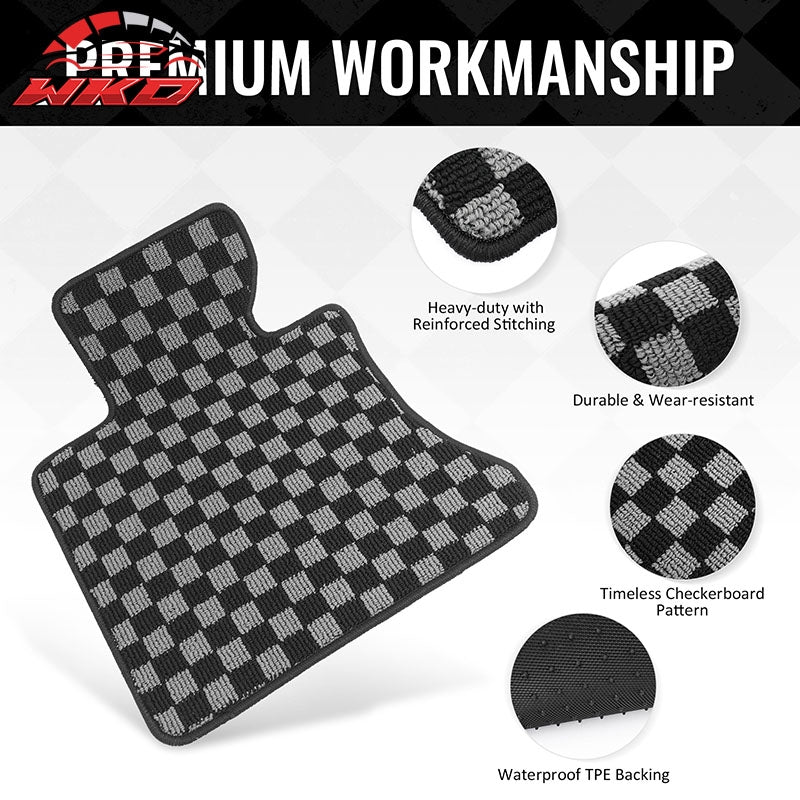 05-10 E60 5 Series 4PCS Floor Mats Carpets Checkered Black Gray Plaid FOR: (BMW)