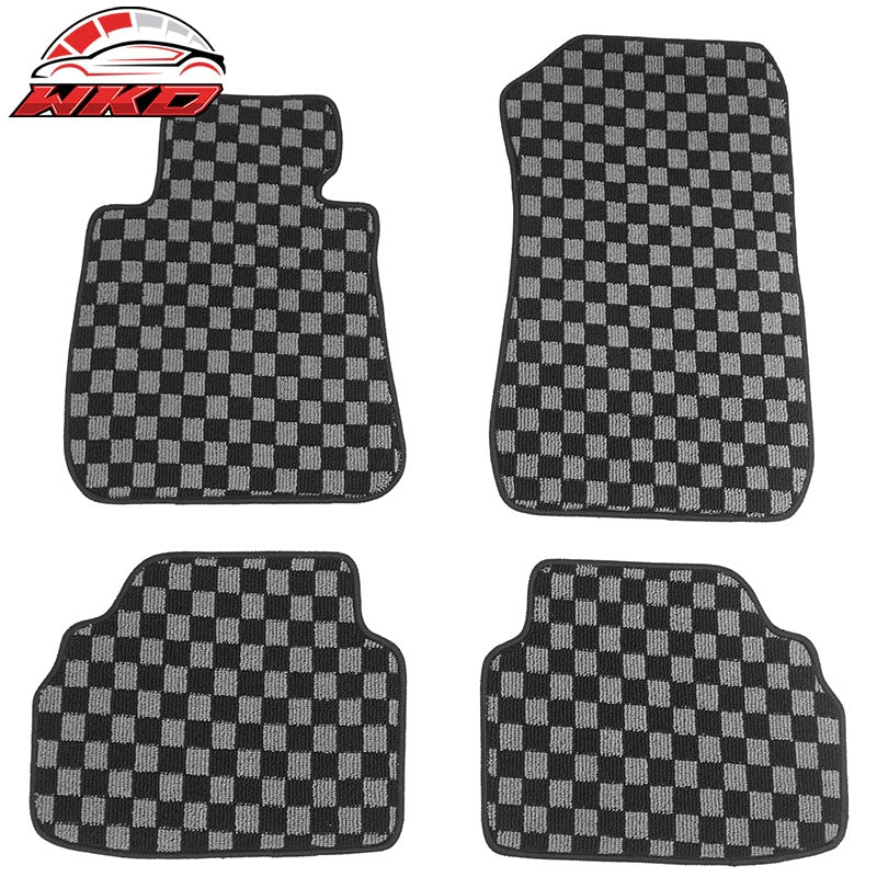 Wholesale 06-11 E90 3 Series 4DR Floor Mats Carpets Checkered Black Gray Plaid FOR: (BMW)