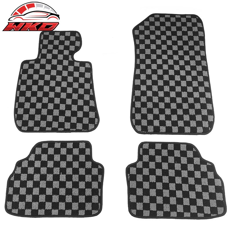 Wholesale 07-13 E92 3-Series 2DR Floor Mats Carpets Checkered Black Gray Plaid FOR: (BMW)