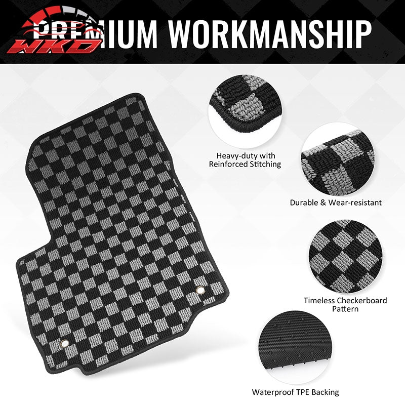 Fits 18-24 Equinox Terrain Floor Mats Non-Slip Carpet Checkered Black Gray Plaid