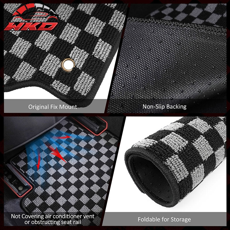 Fits 18-24 Equinox Terrain Floor Mats Non-Slip Carpet Checkered Black Gray Plaid