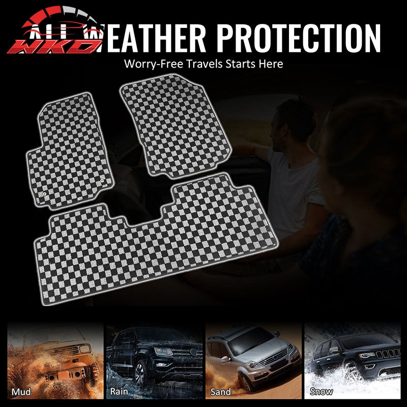 Fits 18-24 Equinox Terrain Floor Mats Non-Slip Carpet Checkered Black Gray Plaid