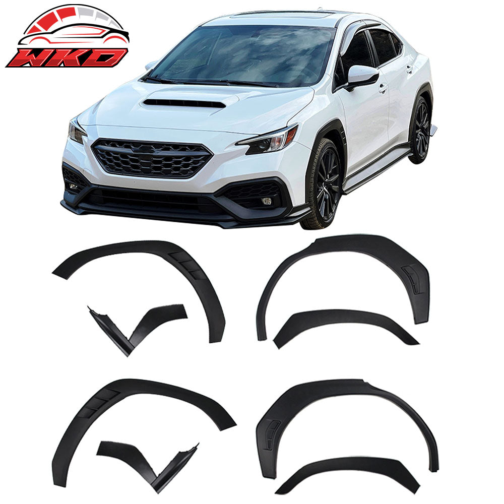 Fits 22-25 Subaru WRX Sedan 4DR Fender Flares Wheel Covers Matte Black PP 8PCS