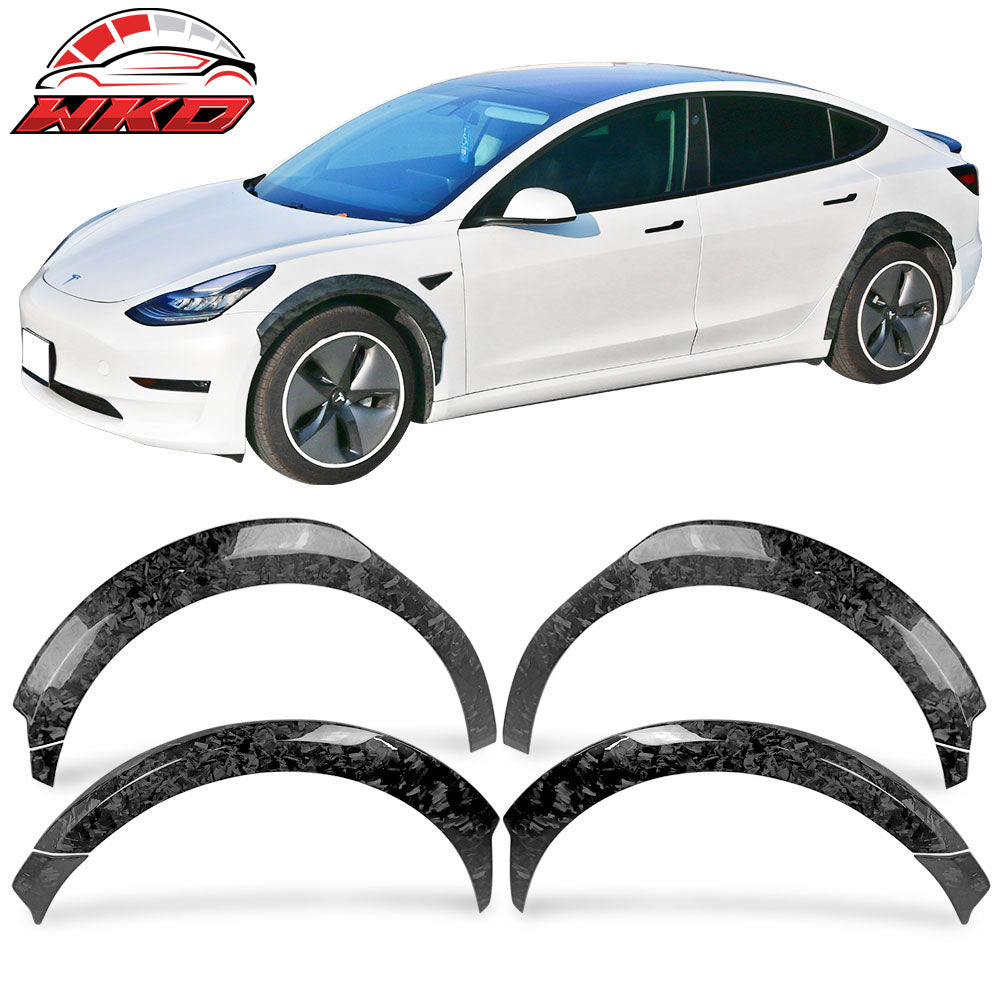 Fits 17-23 Tesla Model 3 Fender Flares Wheel Strip Trim Forged Carbon Fiber 8PC