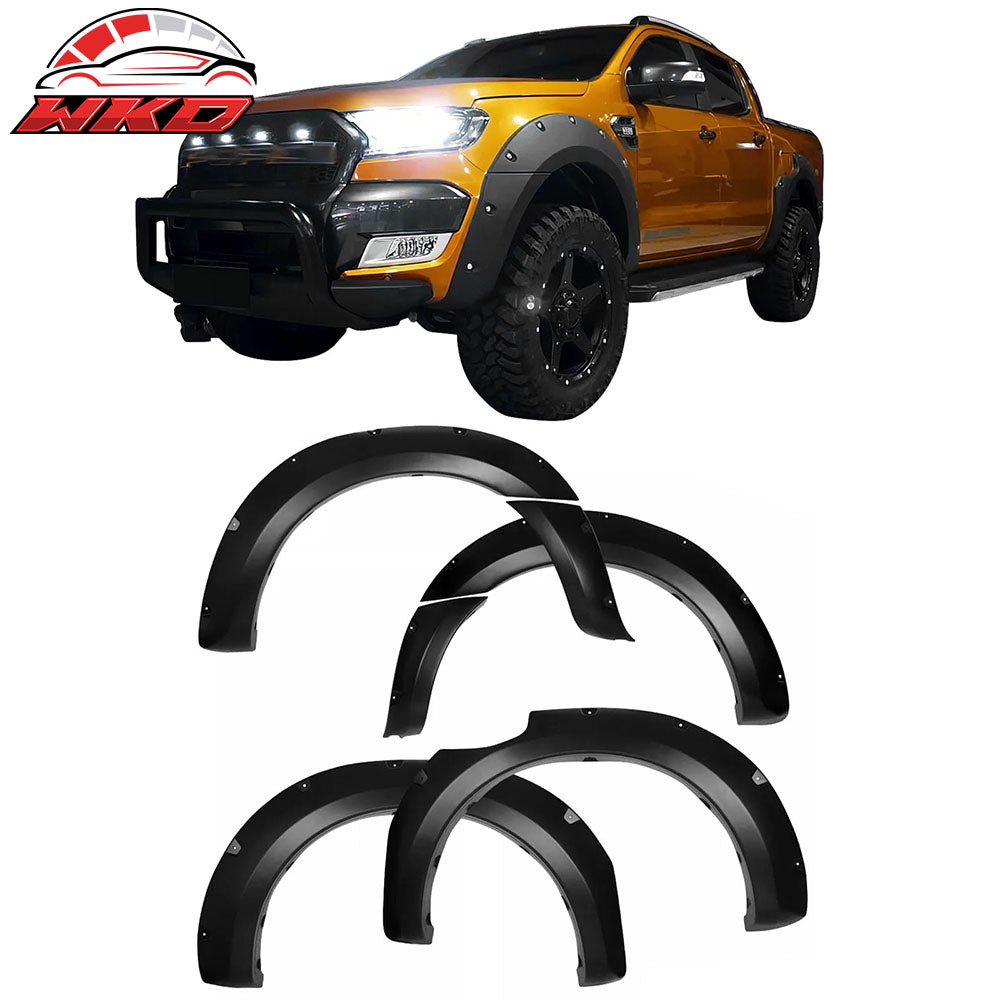 Fits 11-16 Ford Ranger T6 XL XLT Pocket Style Fender Flares Wheel Arch Extension