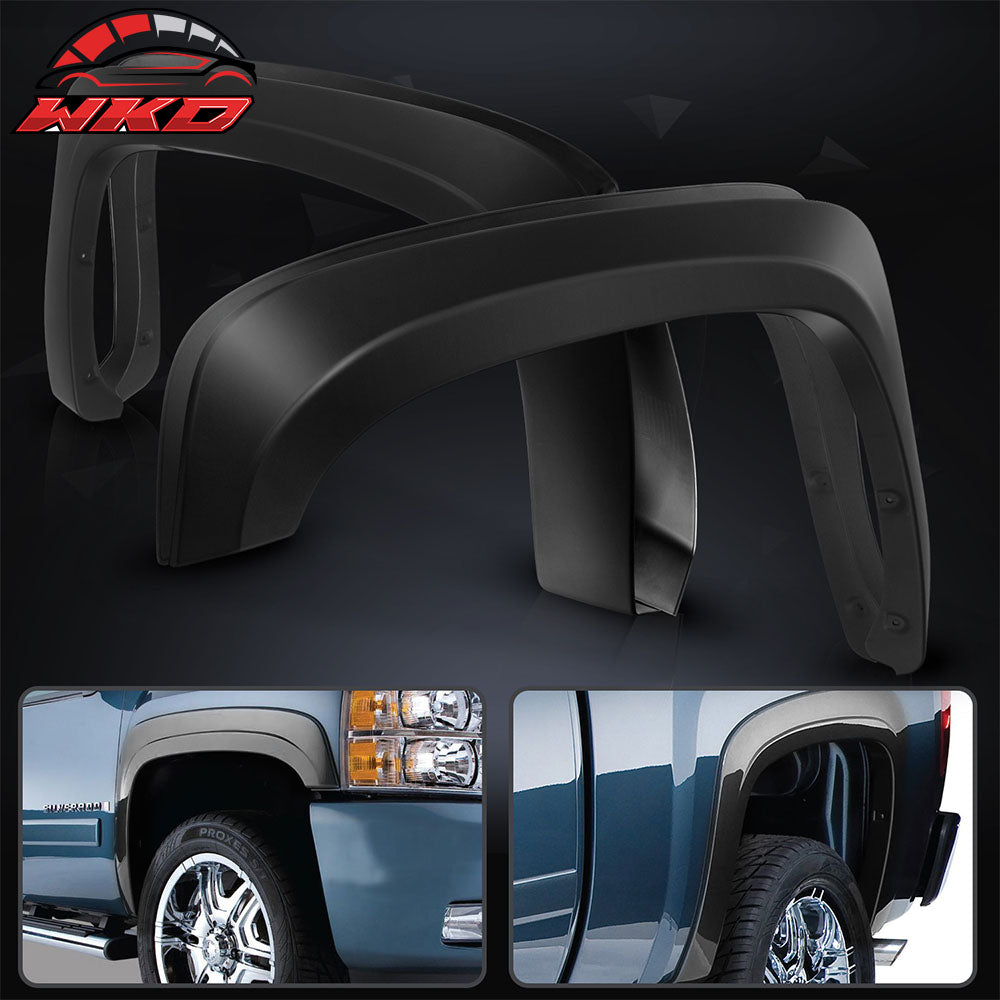 Fit 07-13 Silverado 1500 69.3" Short Bed OE Style Fender Flares 4PC Unpainted PP